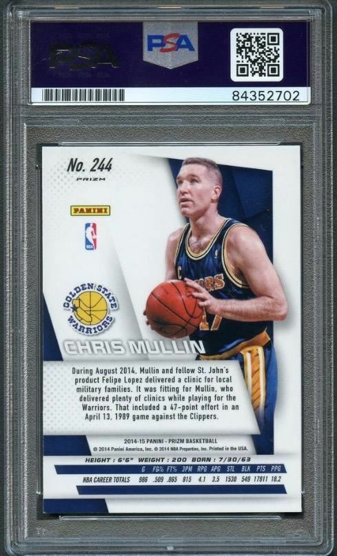 2014-15 Prizm RED WHITE and BLUE #244 Chris Mullin Signed Card AUTO Grade 10 PSA