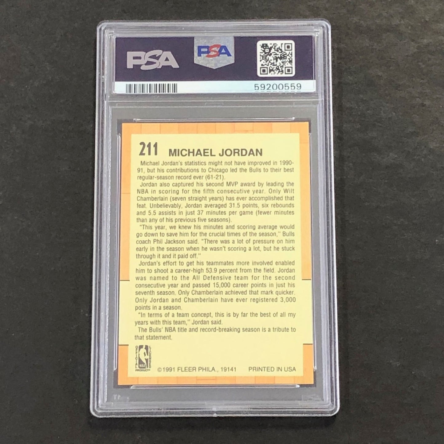 1991 Fleer #211 Michael Jordan PSA 7 NM RC Bulls