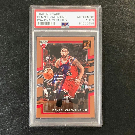 2017-18 Donruss Basketball #24 Denzel Valentine Signed Card AUTO PSA Slabbed Bul