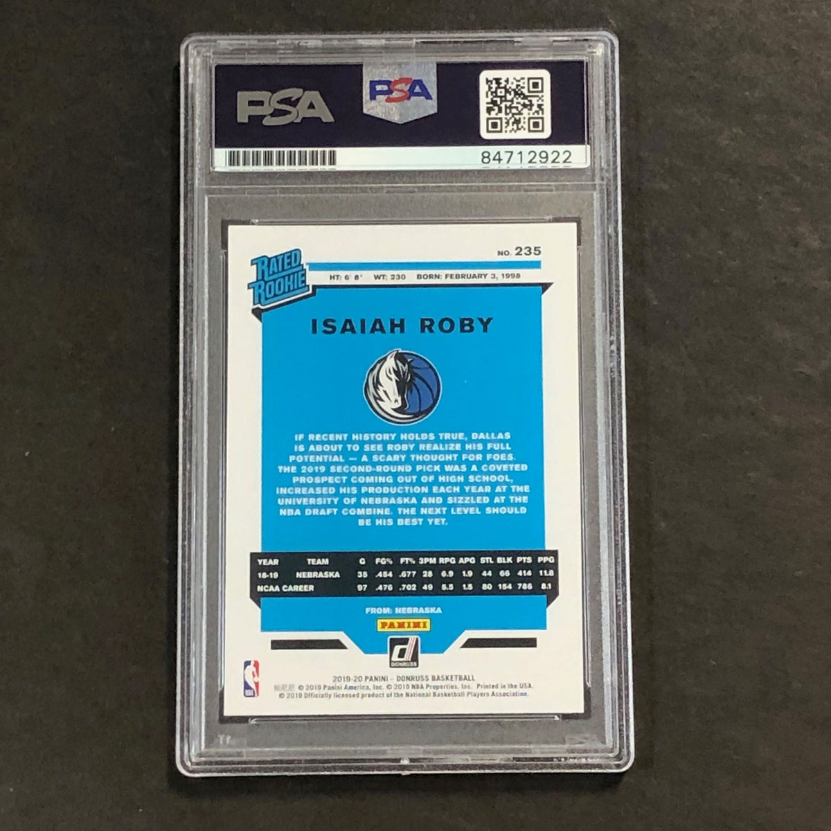 2019-20 Panini Donruss Rated Rookie #235 Isaiah Roby Signed Card AUTO PSA Slabbe
