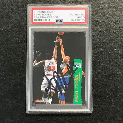 1995-96 NBA Hoops #99 Sean Rooks Signed Card AUTO PSA Slabbed Minnesota Timberwo