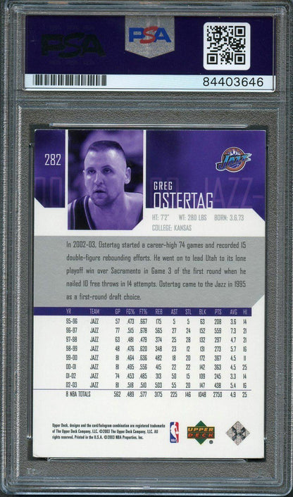 2003-04 Upper Deck Basketball #282 Greg Ostertag Signed Card AUTO PSA Slabbed Ja
