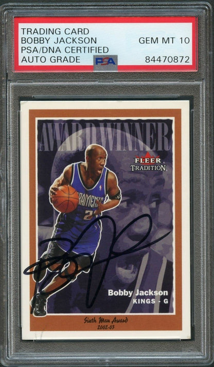 2003-04 Fleer Tradition Crystal #223 Bobby Jackson Signed Card AUTO 10 PSA/DNA S