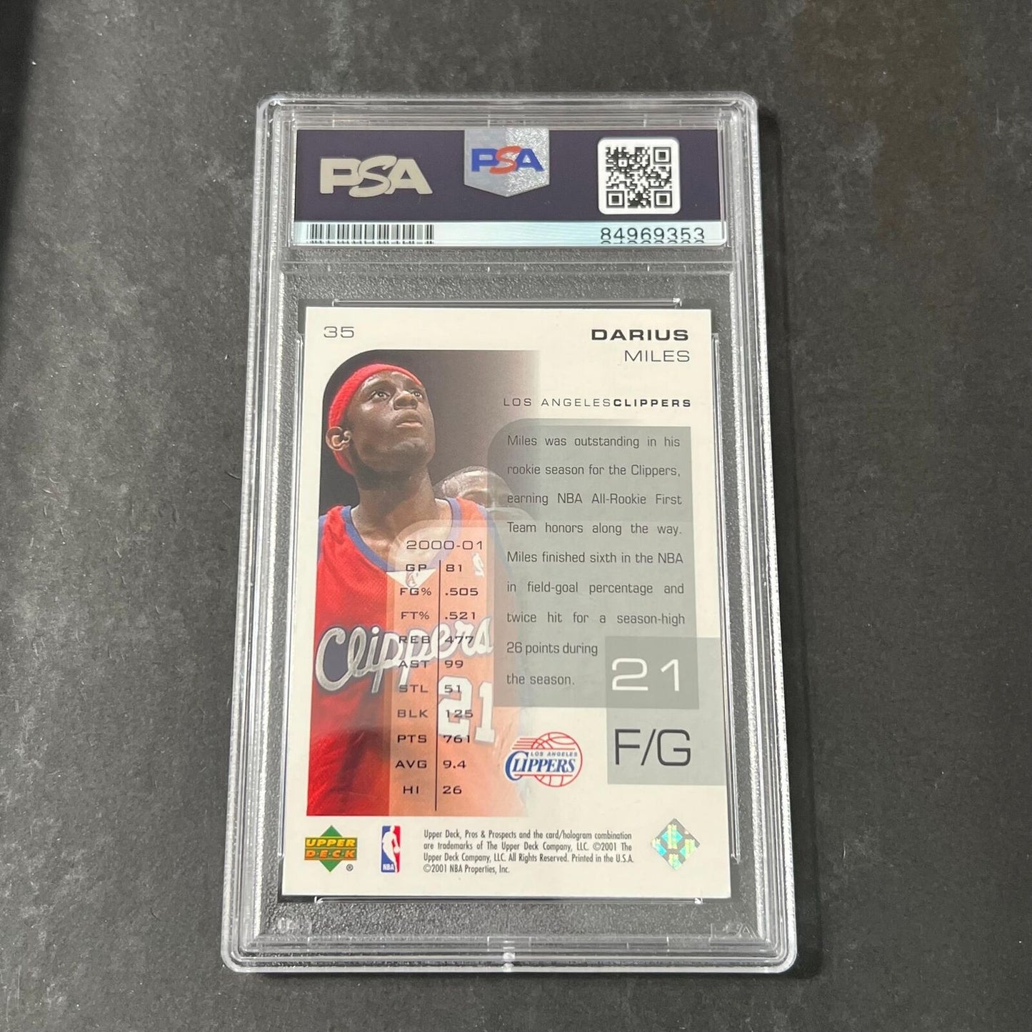 2001 Upper Deck Prospects #35 Darius Miles signed Card Auto PSA Slabbed Rookie C