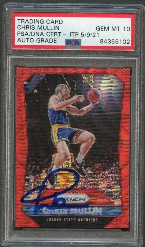 2015-16 PRIZM RUBY RED WAVE #273 Chris Mullin Signed Card AUTO Grade 10 PSA Slab