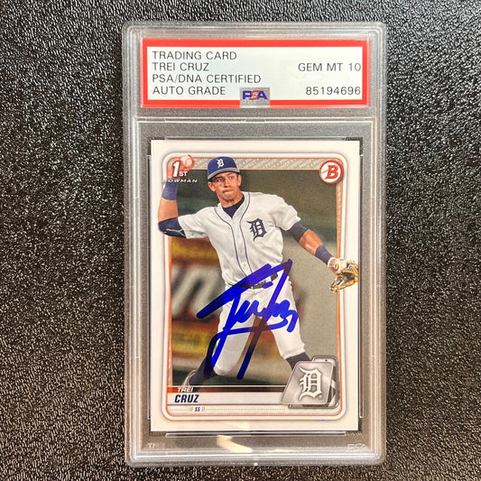 2020 Topps #BD-11 Trei Cruz signed card AUTO 10 PSA/DNA Slabbed Tigers Autograph