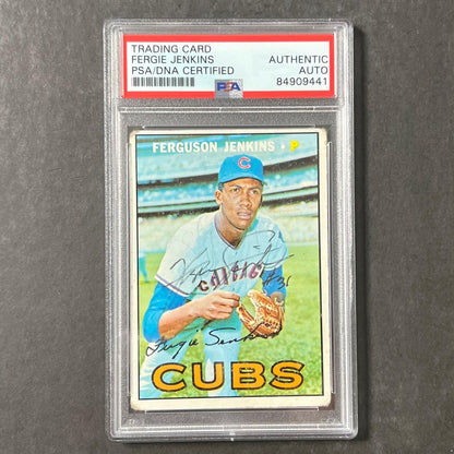 1967 Topps #333 Fergie Jenkins Signed Card AUTO PSA Slabbed Cubs