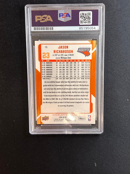 2008-09 Upper Deck Basketball #15 Jason Richardson Signed Card AUTO PSA Slabbed