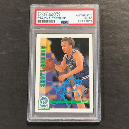 1991-92 NBA Hoops SKYBOX #135 Scott Brooks Signed Card AUTO PSA Slabbed Timberwo