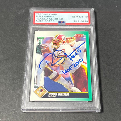 1991 Score #268 Russ Grimm Signed Card AUTO 10 PSA Slabbed Washington