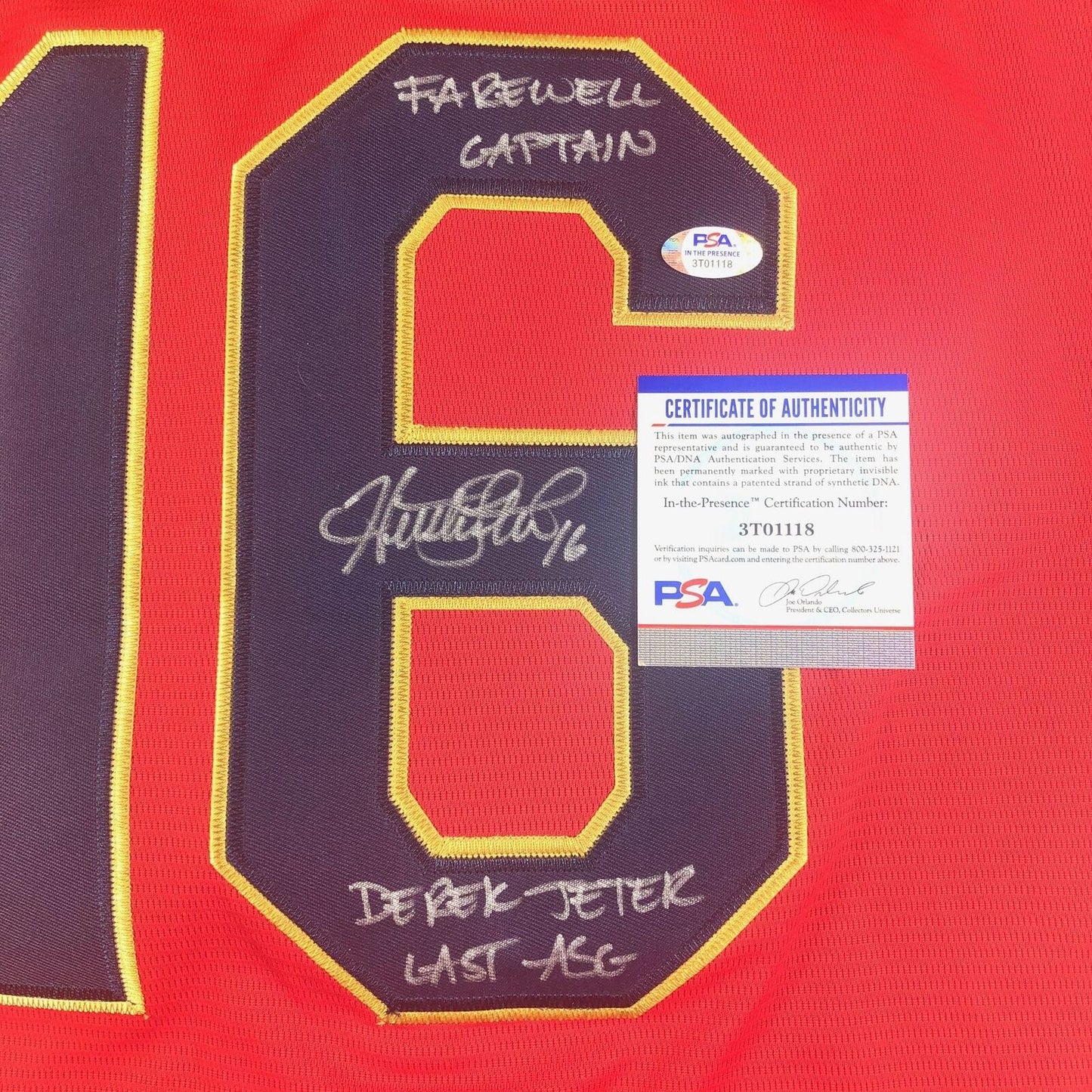 Huston Street signed jersey PSA/DNA Derek Jeter Last ASG Padres