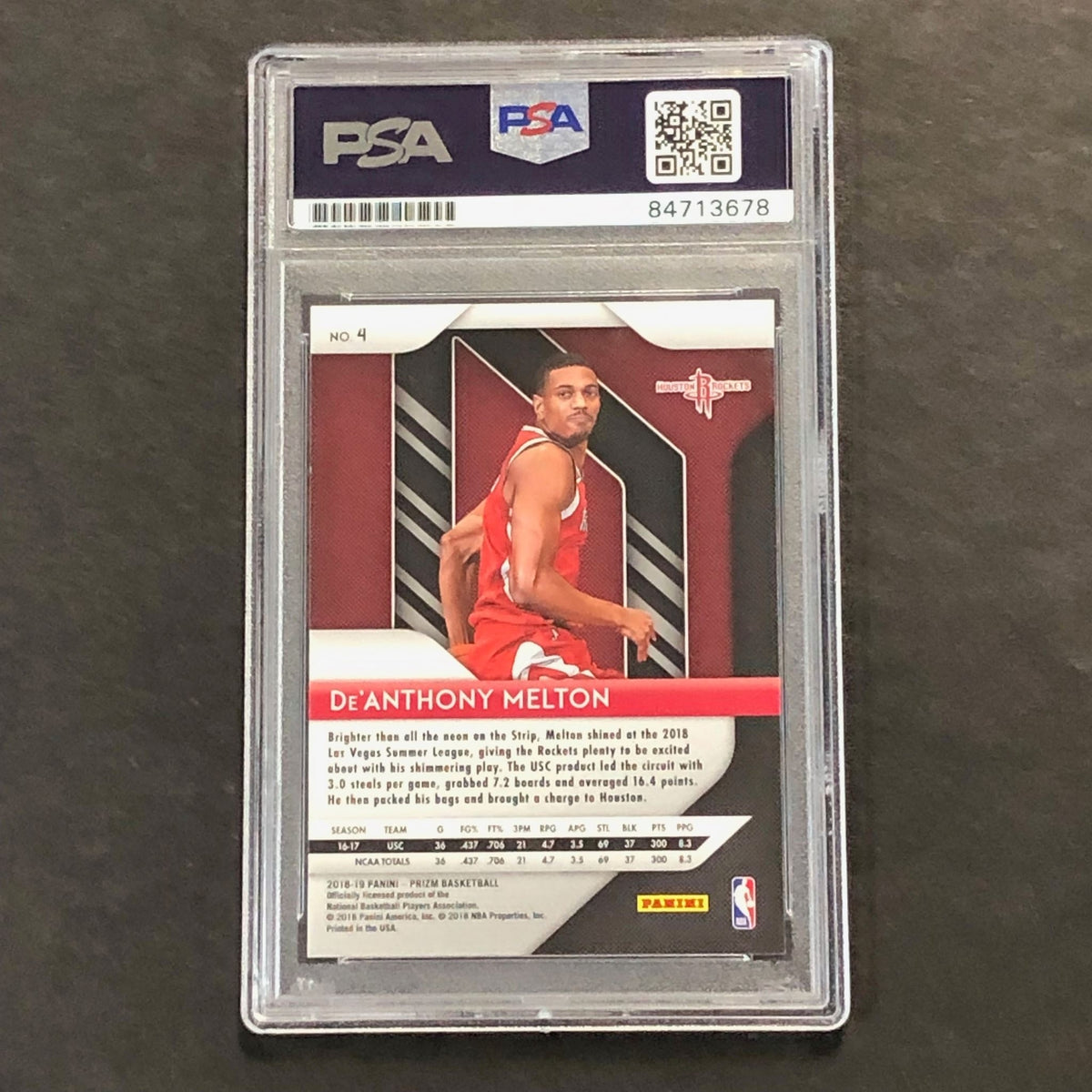2018-19 Panini Prizm #4 De'Anthony Melton Signed Card AUTO PSA Slabbed RC Rocket