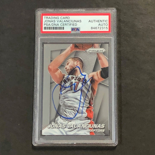 2014-15 Panini Prizm #145 Jonas Valanciunas Signed Card AUTO PSA Slabbed Toronto