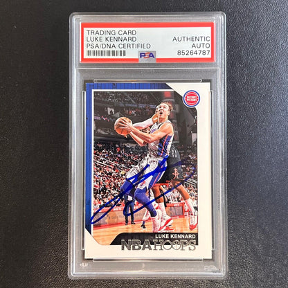 2018-19 NBA Hoops #124 Luke Kennard Signed Card AUTO PSA Slabbed Pistons