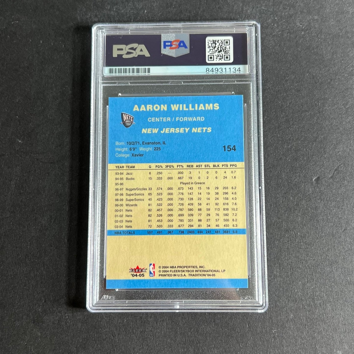 2004-05 Fleer Tradition #154 Aaron Williams Signed Card AUTO PSA Slabbed New Jer