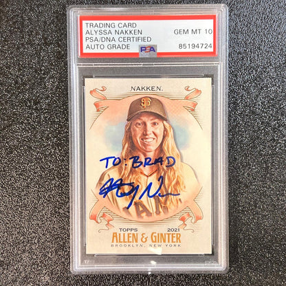 Topps Allen and Ginter #285 Alyssa Nakken Signed Card PSA Slabbed AUTO Giants