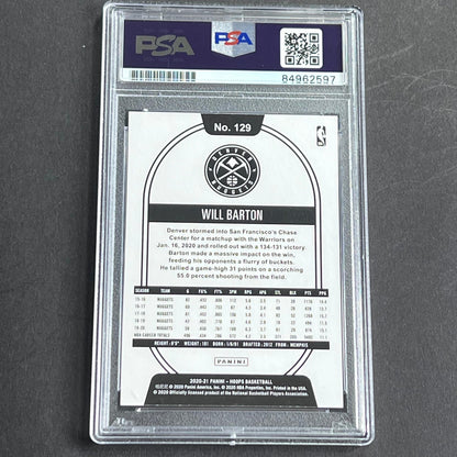 2020-21 Panini NBA Hoops #129 Will Barton Signed Card AUTO Grade 10 PSA Slabbed