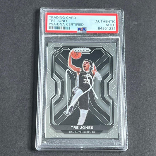 2020-21 Panini Prizm #291 Tre Jones Signed Card AUTO PSA/DNA Slabbed RC Spurs