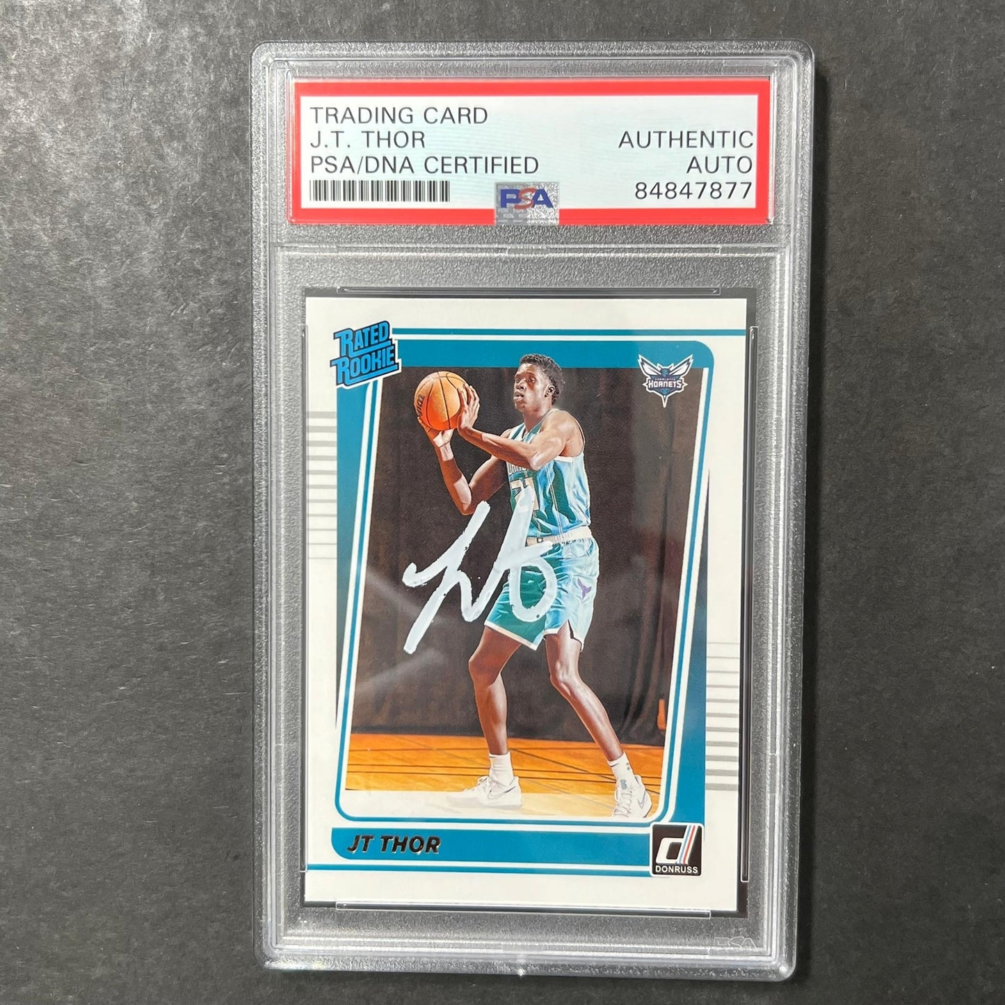2021-22 Panini Donruss Rated Rookie #222 JT Thor Signed Card AUTO PSA/DNA Slabbe