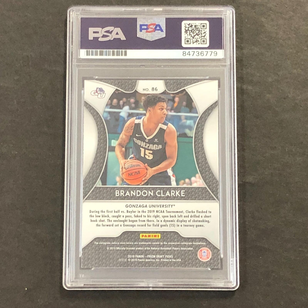 2019-20 Prizm Draft Picks #86 Brandon Clarke Signed Card AUTO PSA Slabbed Gonzag