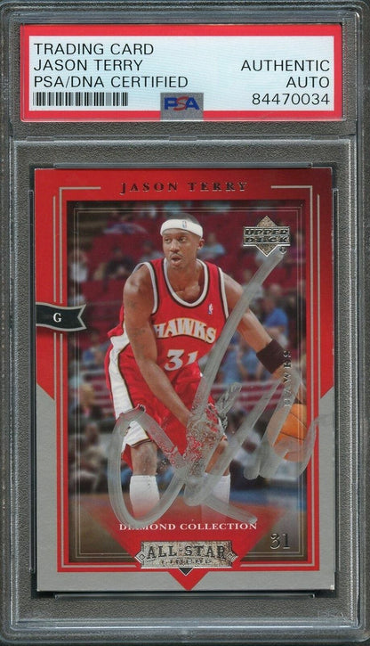 2004-05 Upper Deck All-Star Lineup #1 Jason Terry Signed Card AUTO PSA Slabbed H