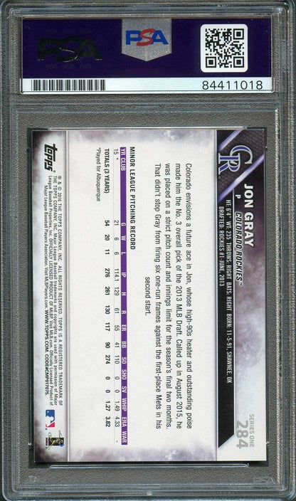 2016 Topps Series 1 #284 Jon Gray Signed Card PSA Slabbed Auto 10 RC Rockies