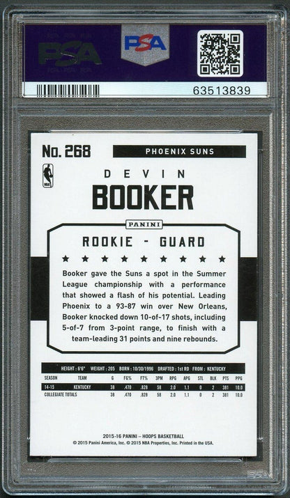 2015-16 NBA Hoops #268 Devin Booker AUTO Signed card PSA Slabbed Autographed RC