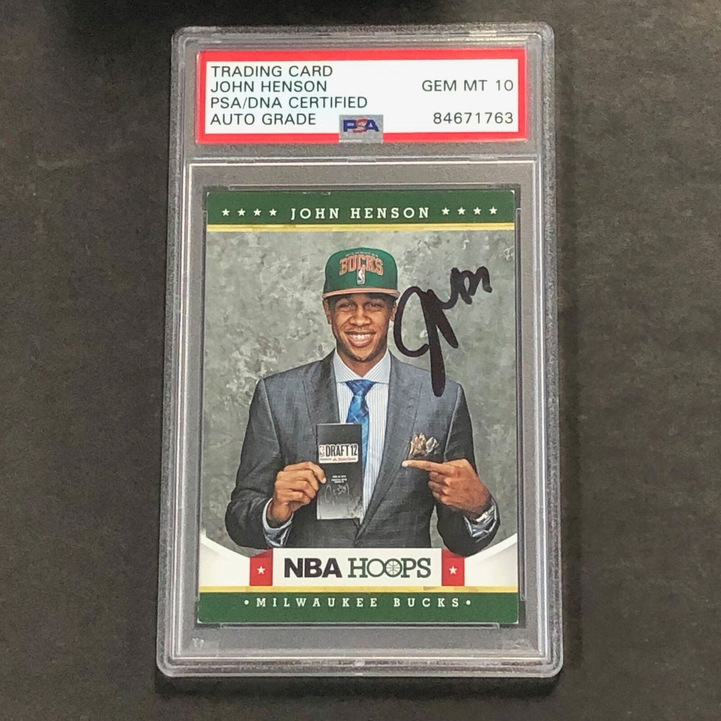 2012-13 NBA Hoops #287 John Henson Signed Card AUTO 10 PSA Slabbed