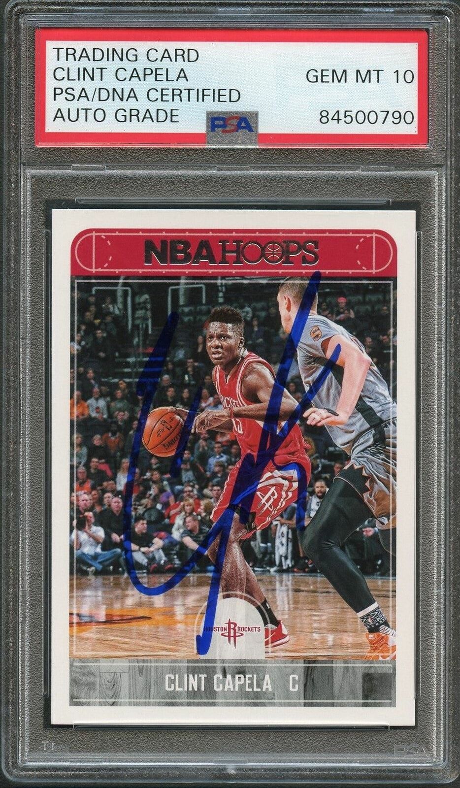 2017-18 NBA Hoops #189 Clint Capela Signed Card AUTO 10 PSA/DNA Slabbed Rockets