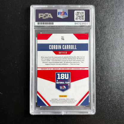 2020 Panini Stars and Stripes #96 signed by Corbin Carroll PSA/DNA Arizona Diamo