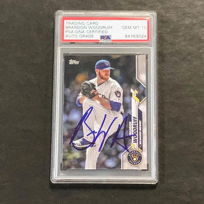 2020 Topps #32 Brandon Woodruff Signed Card PSA Slabbed Auto Grade 10 Brewers