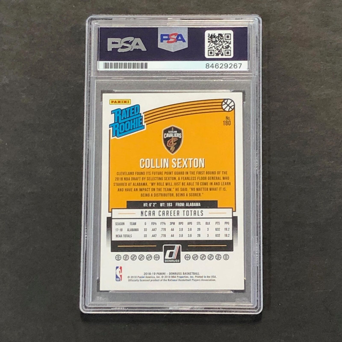 2018-19 Panini Donruss #180 Collin Sexton Signed Card AUTO 10 PSA Slabbed Cavali