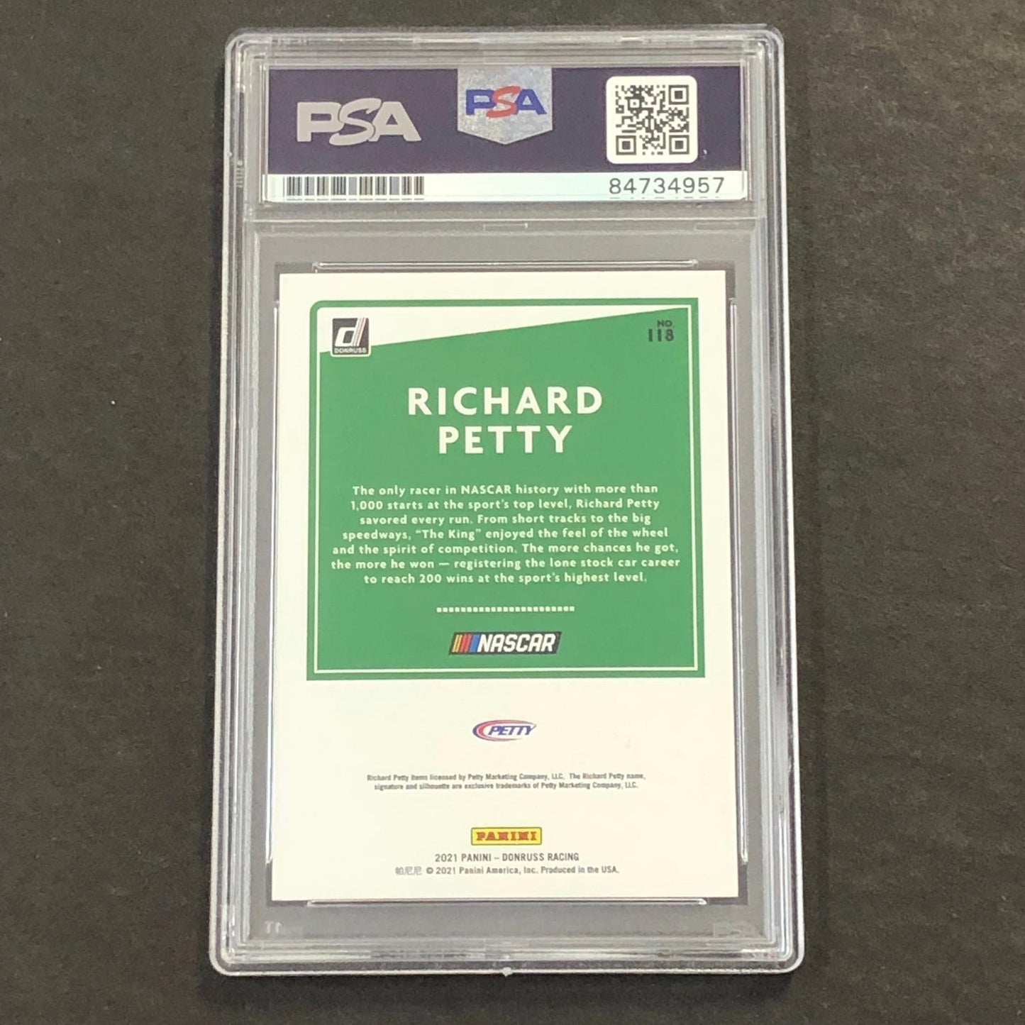 2021 Panini Donruss #118 Richard Petty Signed Card PSA Slabbed Nascar