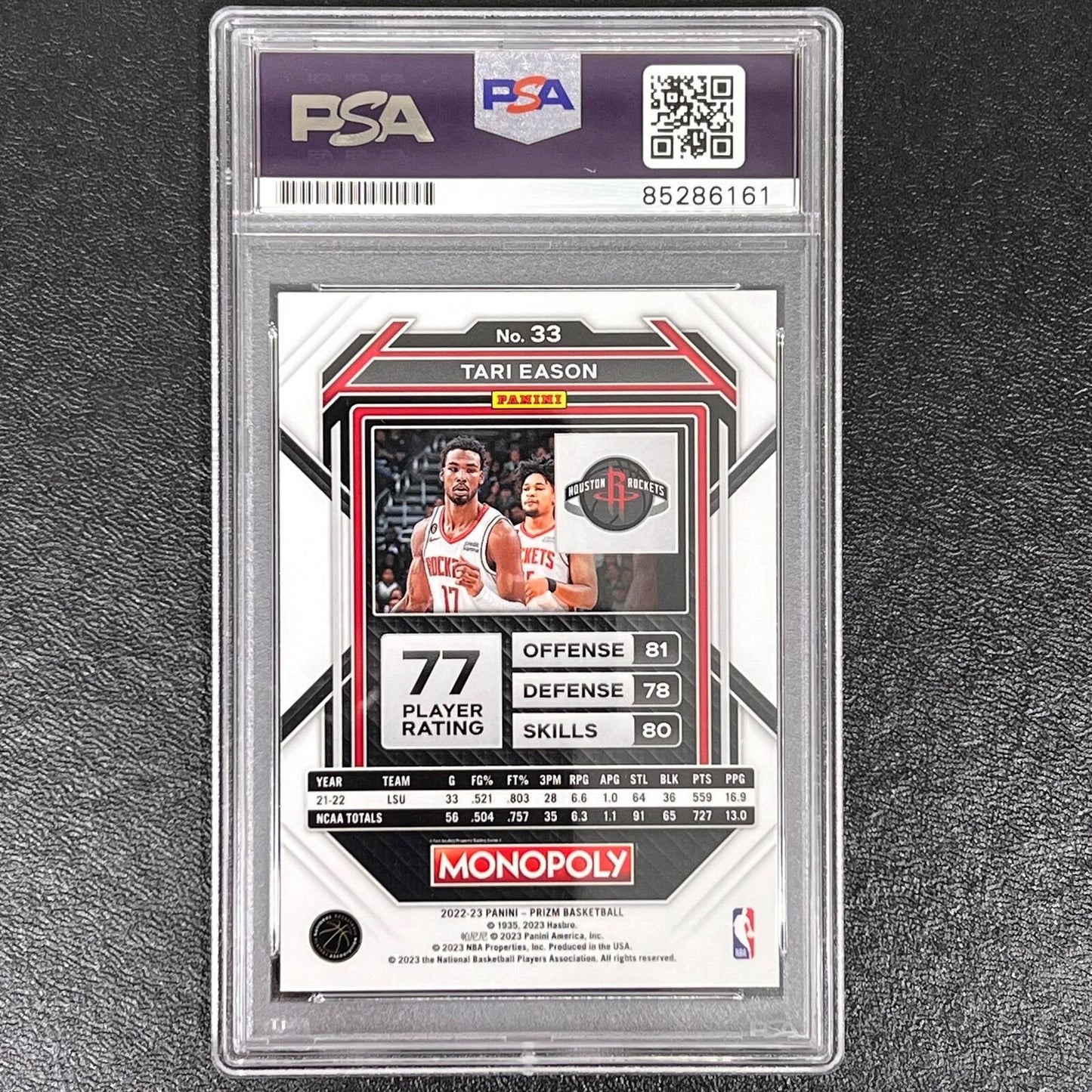 2022-23 Panini Prizm Monopoly #33 Tari Eason Signed Card AUTO PSA Slabbed RC Roc