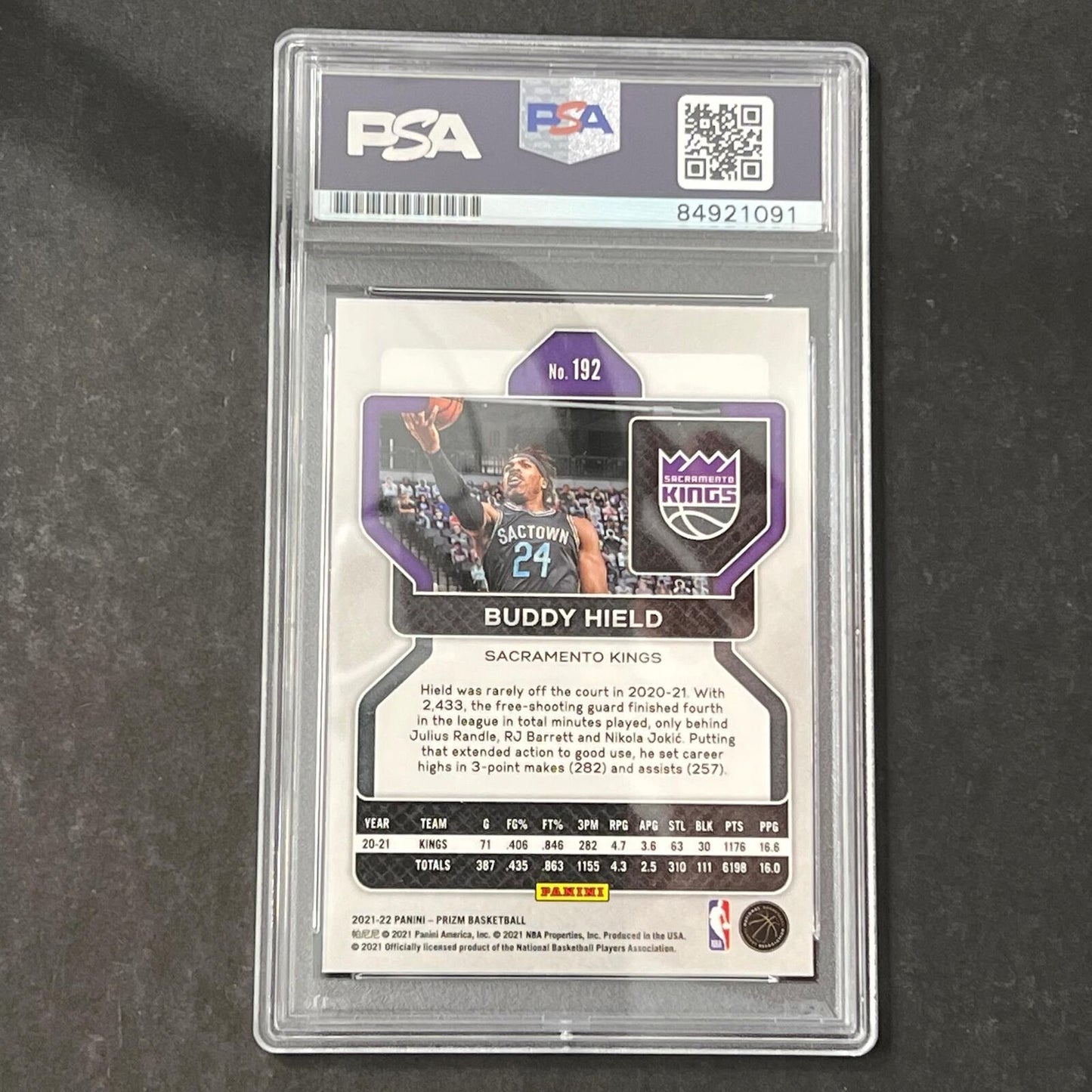 2021-22 Panini Prizm NBA Hoops #192 Buddy Hield Signed Card AUTO PSA Slabbed Kin