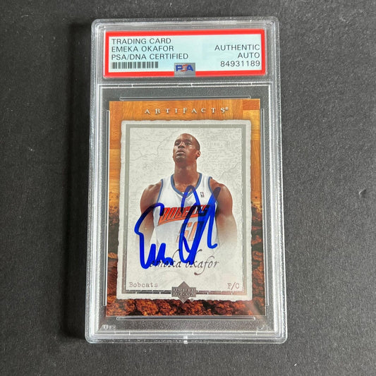 2007-08 Upper Deck Artifacts #10 Emeka Okafor Signed Card AUTO PSA Slabbed Bobca