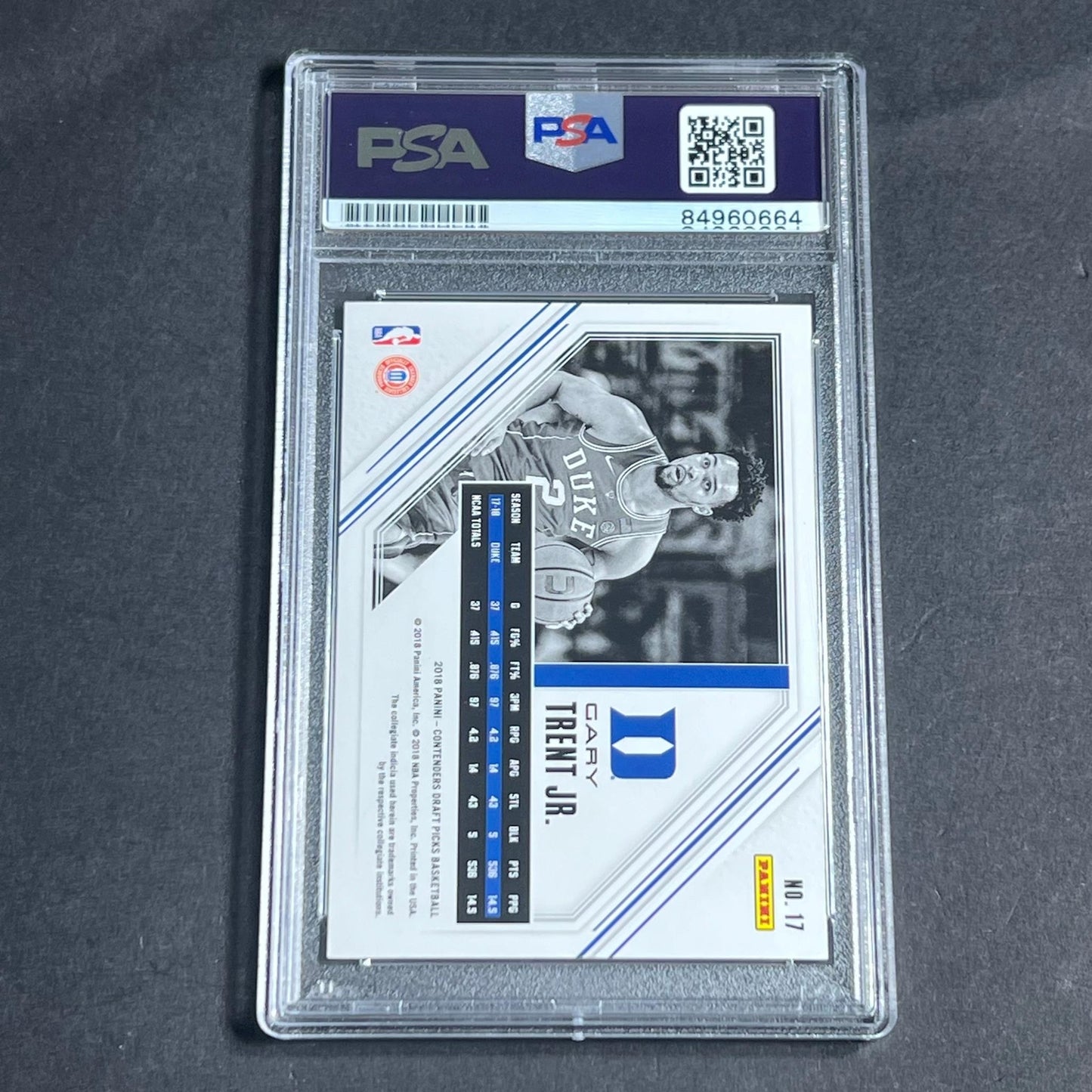 2018 Panini Contenders #17 Gary Trent Jr Signed Rookie Card AUTO PSA Slabbed Duk