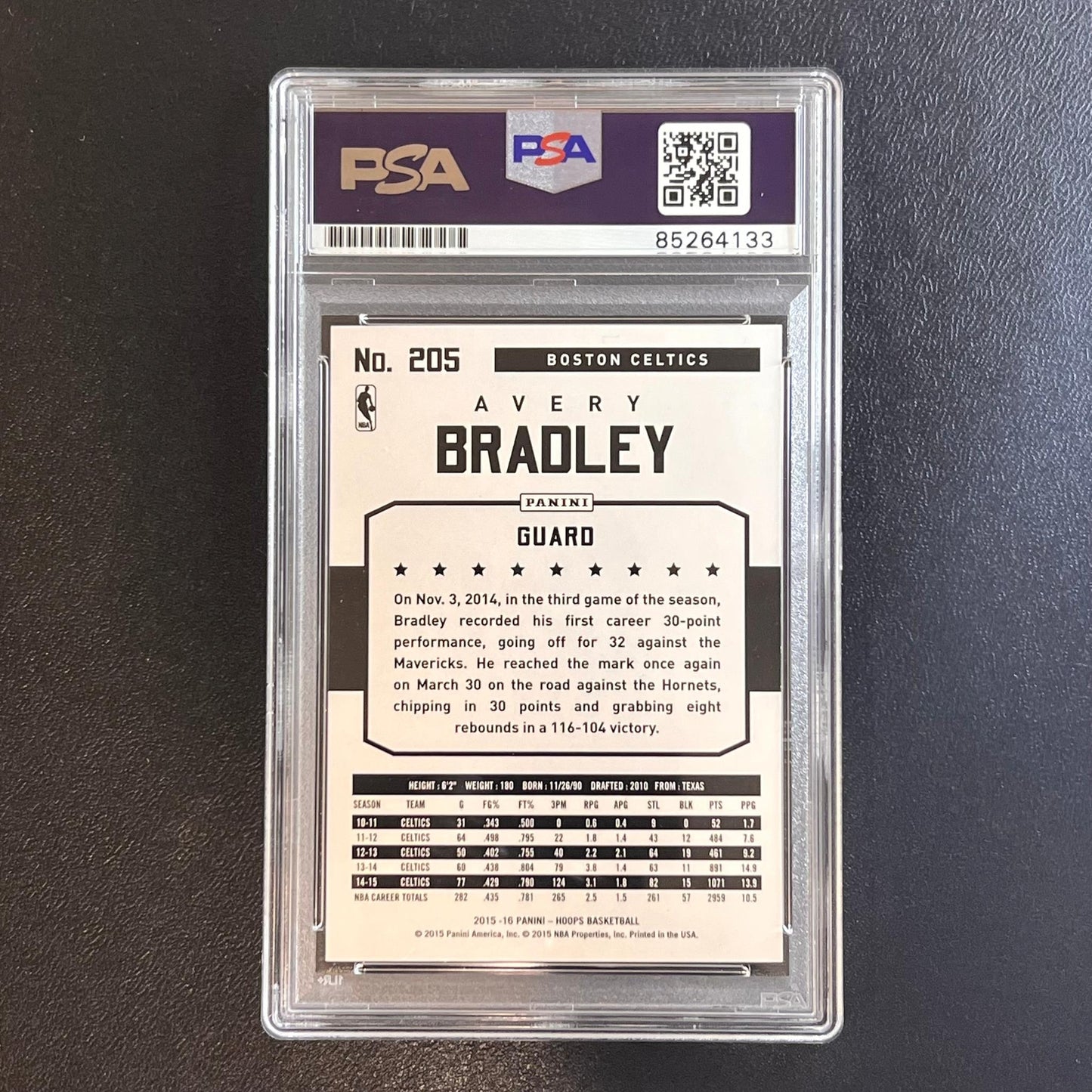 2015-16 Panini Hoops #205 Avery Bradley Signed Card AUTO PSA/DNA Slabbed Celtics
