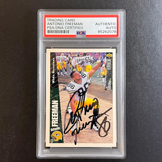 1996 Upper Deck Collector's Choice #208 Antonio Freeman Signed Card PSA AUTO Sla