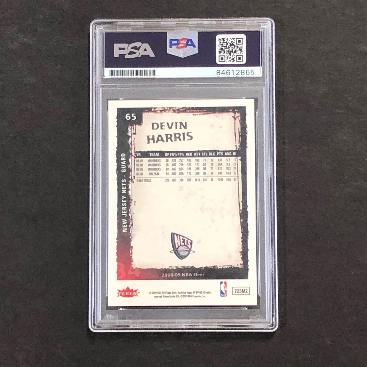 2008-09 Fleer Basketball #65 Devin Harris Signed Card AUTO PSA Slabbed Nets