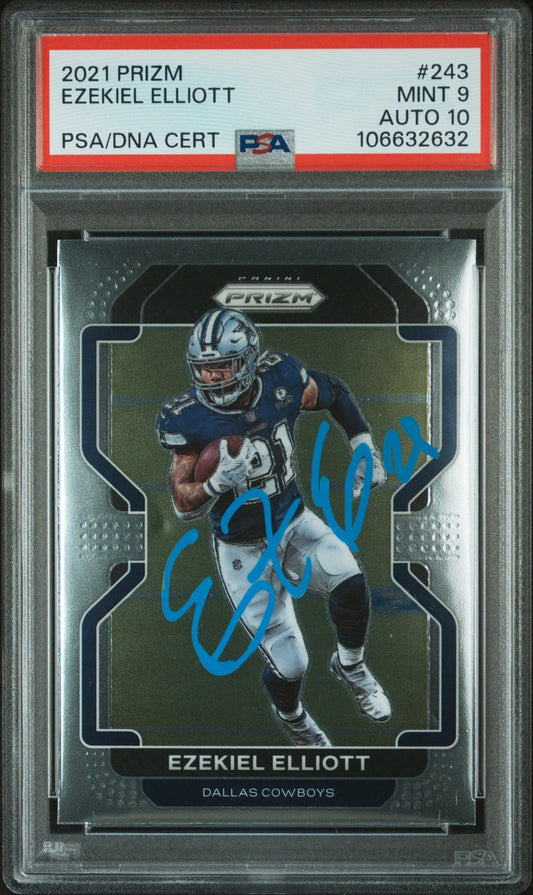 2021 Panini Prizm #243 Ezekiel Elliott signed card PSA 9 Auto 10
