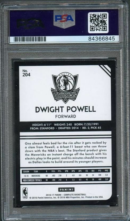 2016-17 PANINI COMPLETE #204 Dwight Powell Card AUTO PSA Slabbed Mavericks