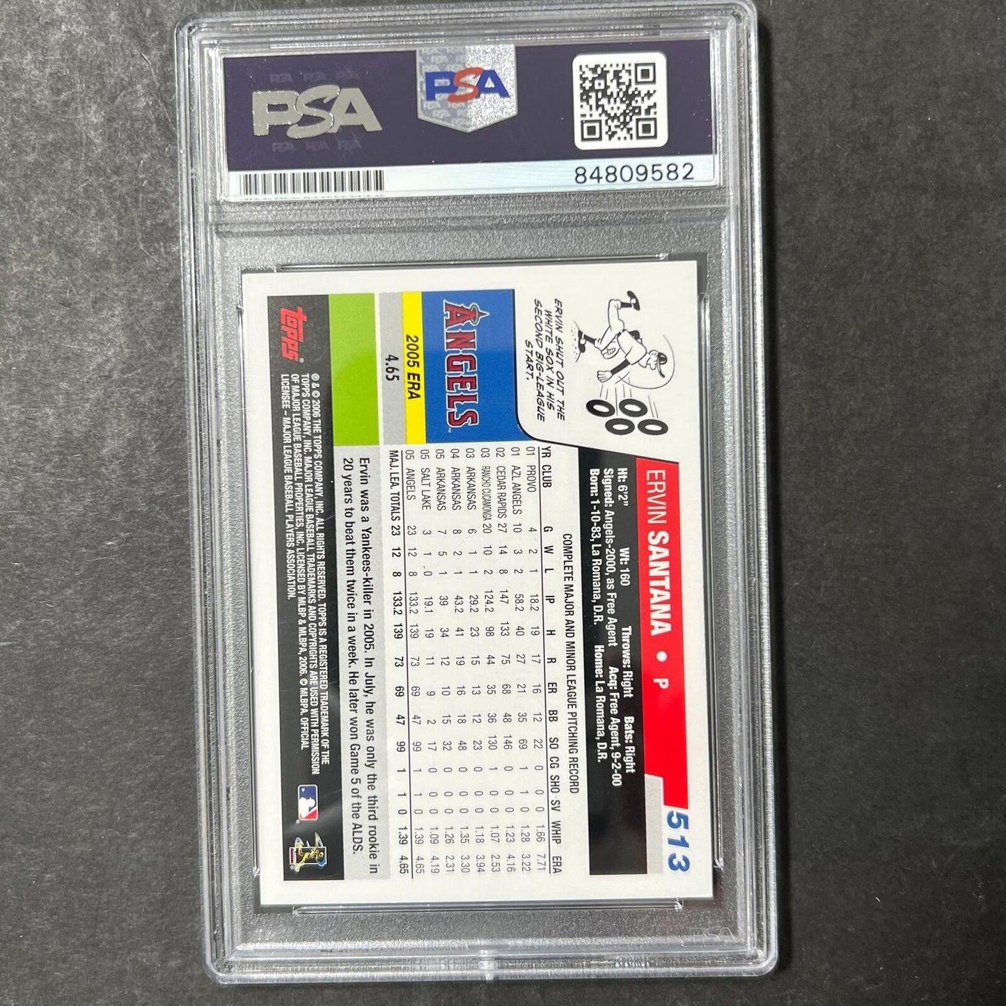 2005 Topps #513 Ervin Santana Signed Card AUTO PSA/DNA Slabbed Angels