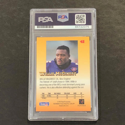 1995 Prime Playoff #42 Willie McGinest Signed Card AUTO PSA Slabbed Patriots