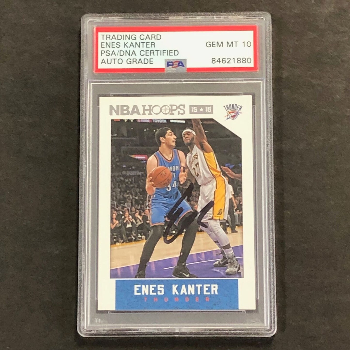 2015-16 NBA Hoops #239 Enes Kanter Signed AUTO 10 PSA Slabbed Thunder