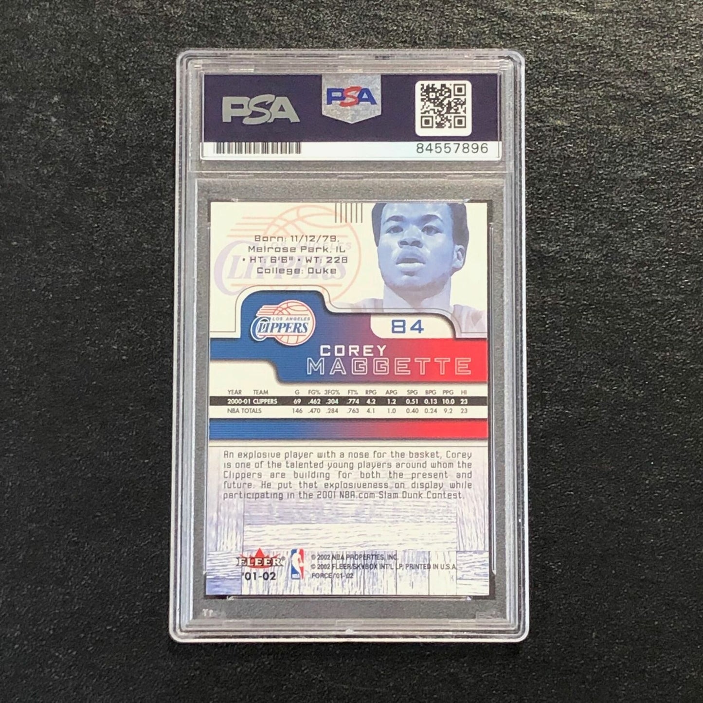 2001-02 Fleer Force #84 Corey Maggette Signed Card AUTO PSA Slabbed Clippers