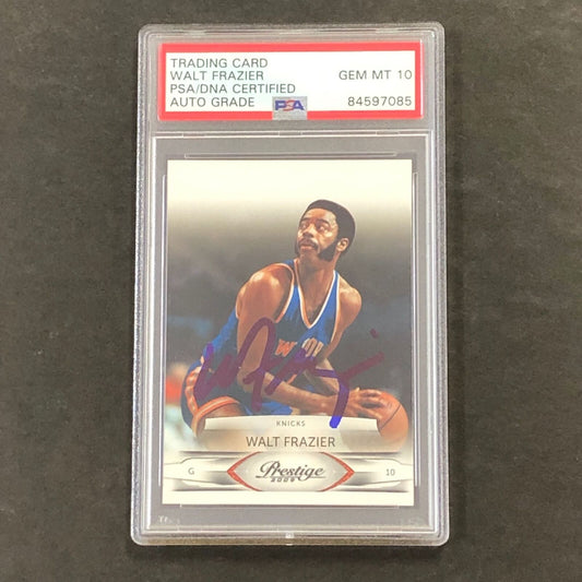 2009-10 Panini Prestige #124 Walt Frazier Signed Card AUTO 10 PSA Slabbed Knicks