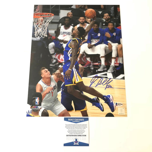 Jordan Bell signed 11x14 photo BAS Beckett Golden State Warriors Autographed