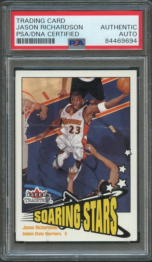 2002-03 Fleer Tradition #229 Jason Richardson Signed Card AUTO PSA Slabbed Warri