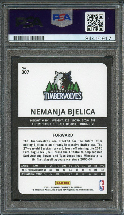 2015-16 Panini Complete #307 Nemanja Bjelica Signed Card AUTO 10 PSA/DNA Slabbed